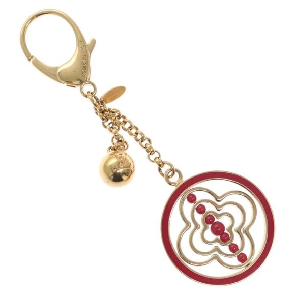 LOUIS VUITTON Fully Flower Charm metal Red Gold M67128 LV Auth EC797 - Picture 1 of 9